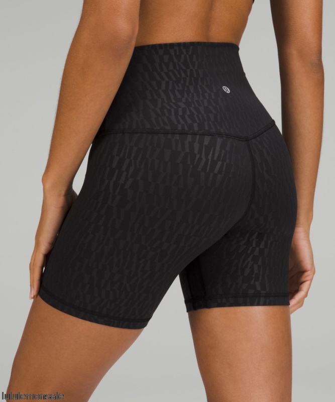 Lululemon Damen DELULU114 | Ausrichten Hochhaus Kurz 6 Segment Prägung Schwarz